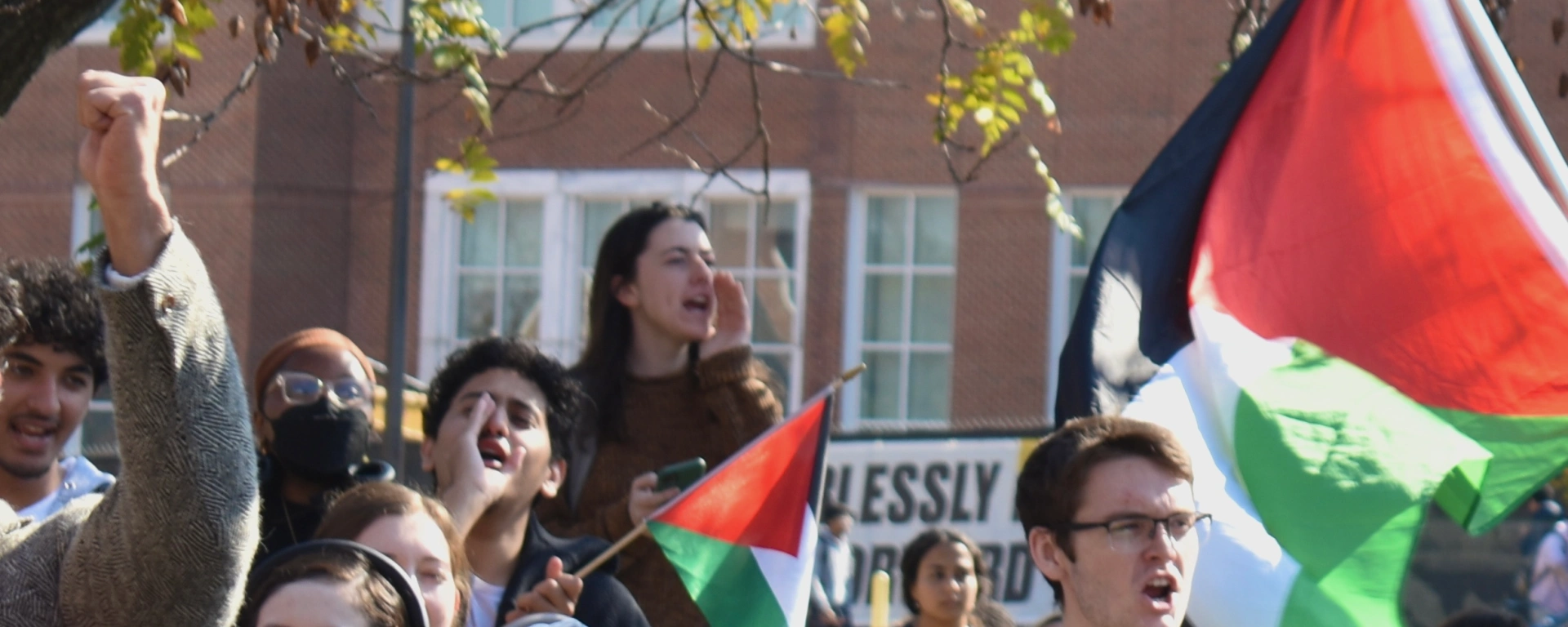 Students demand cease-fire in Gaza at rally on Reichskristallnacht anniversary